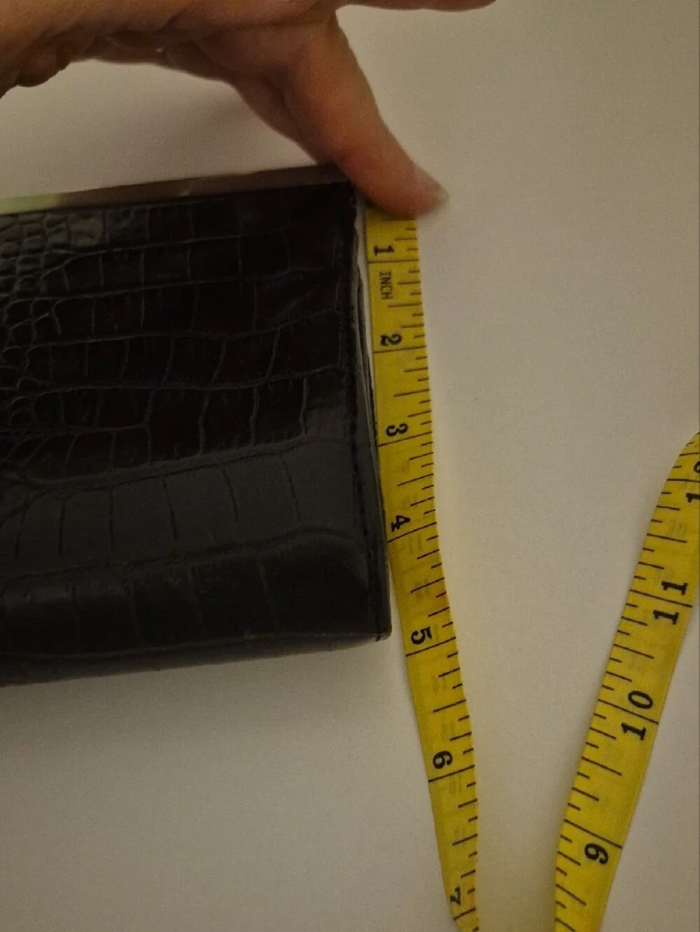 Aldo Black Croc-Embossed Clutch with Silver Frame